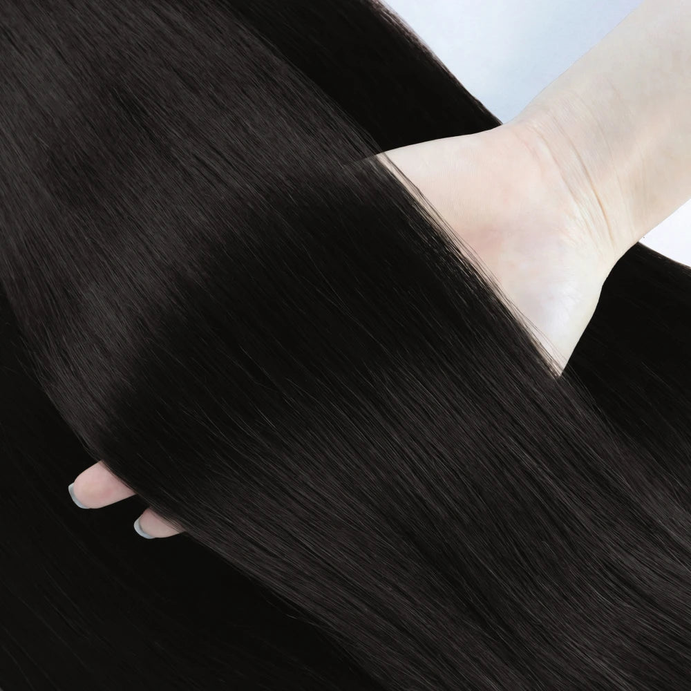 Clip-in Echthaar Extensions Glatt 100% Remy Echthaar Clip-in Extensions Unsichtbare Nahtlose Clip-ins Haarverlängerung 8 Stück Natur