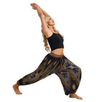 Damen Boho Weite Hosen Haremshose Erwachsene Hohe Taille Yoga Loose Laternenhose Atmungsaktive Strandhose Urlaub Bedruckte Jogger