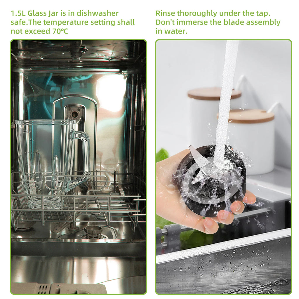 BioloMix Professional 1300W Standmixer mit 1,5L BPA-freiem Glaskrug, perfekt für gefrorene Smoothies und hausgemachte Saucen
