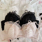 Lolita Mädchen Spitzen-BH-Sets Damen Unterwäsche Intimates Bralette Dessous Japanisch Rüschen Süß Sexy Dünne Körbchen Höschen