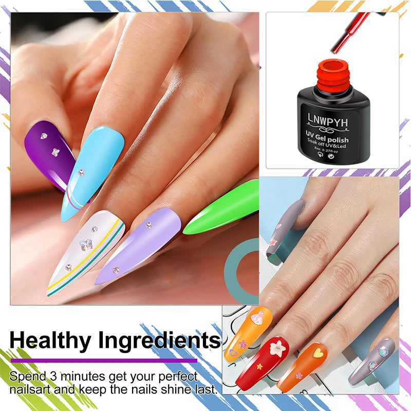 Nagelgellack-Kit mit LED-Nagellampe Semi-Permanent 27 Farben Soak Off Base & Top Coat Nagellack Maniküre-Set für Nagelstudio-Kit