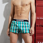 SEOBEAN Klassische Herren Boxershorts kariert 100% Baumwolle Unterwäsche Boxershorts U-konvexer Beutel Pfeil Panties Shorts Herren Schlafunterteile