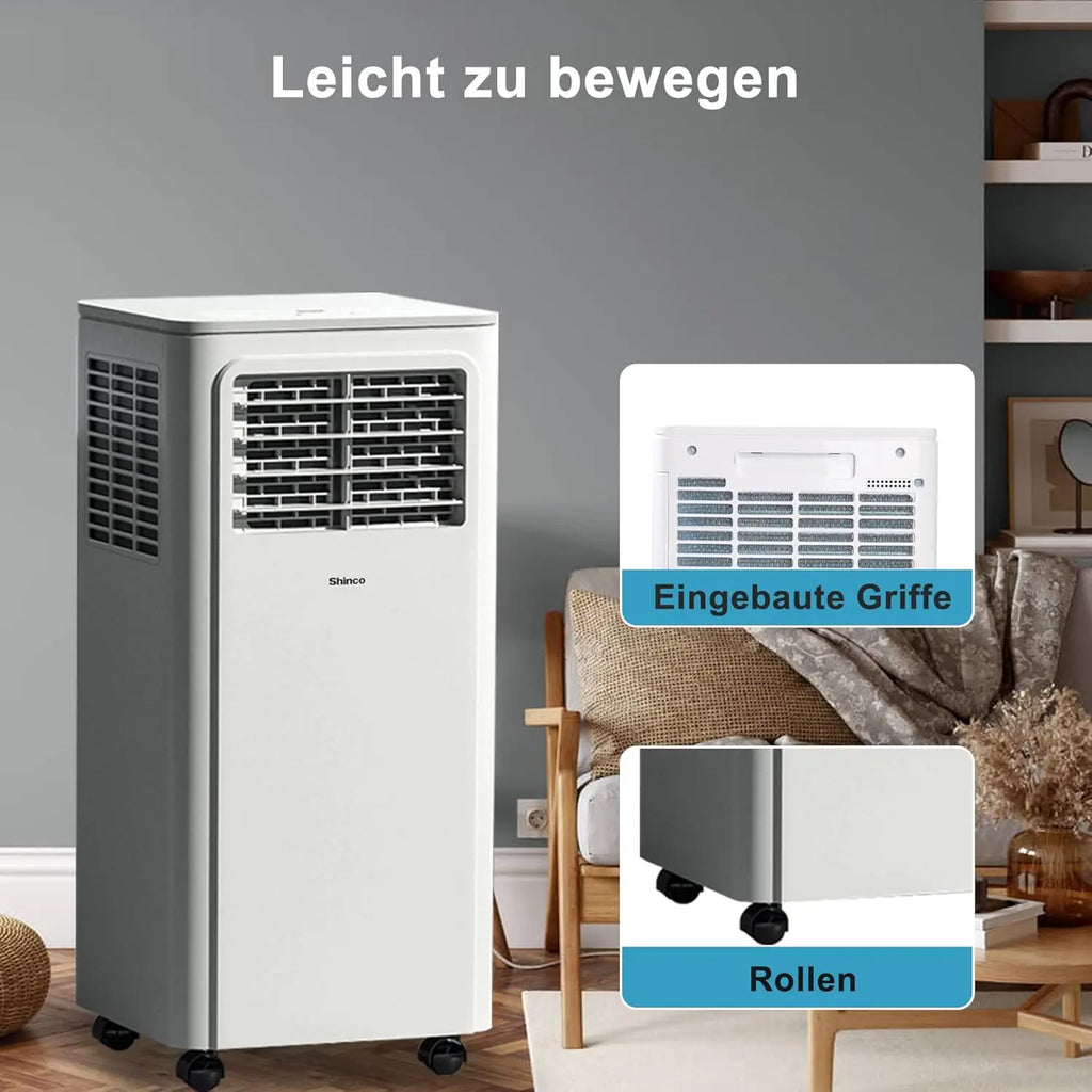 SHINCO 7000 BTU Mobiles Klimagerät (2,05 kW), Kühlen & Ventilieren & Entfeuchten, Raumgröße bis zu 54 m³ (18 ㎡)