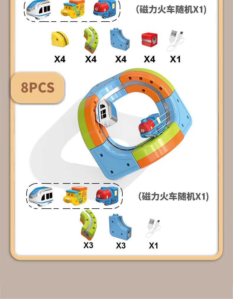 Magnetisches Bullet Train Set für Kinder mit elektrischer Lokomotive, DIY-Gleisbausteinen, pädagogischem MINT-Bauspielzeug, Geburtstagsgeschenk