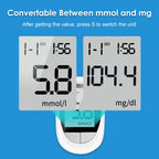 Medizinischer Blutzuckermesser 50 Blutzuckerteststreifen Lanzetten Blutzuckermessgerät Kit Zuckermonitor Glucometro für Diabetes mmol/L oder mg/dL