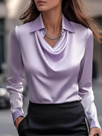 Damenmode Einfarbig Hemdkragen Bluse Tops 2025 Frühling Herbst Lässige Langarm Bürohemd Elegantes Oberteil Weiblich