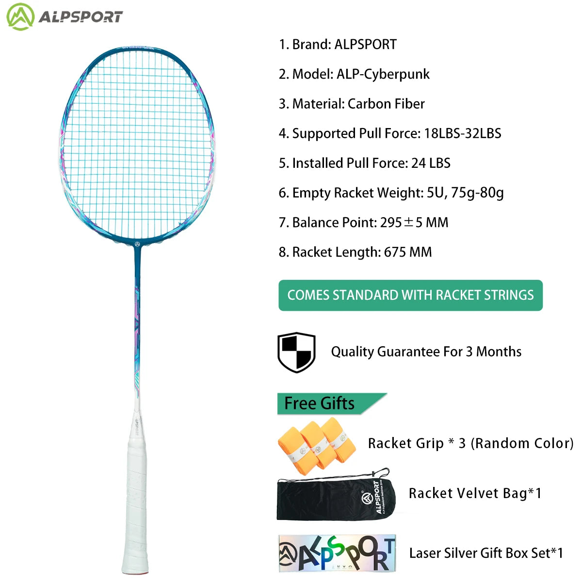 ALP ZJ2.0 Pro 4U 85g 100% Carbonfaser + Titanlegierung Badmintonschläger Ultraleichte Sportausrüstung Schläger Badmintontraining