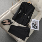 NAVIU Neu 2024 Damen Hosenanzüge Rosa Blazer und Jacken Set Büro Damen Arbeits Business Uniform Weiblicher Hosenanzug OL Stil Beige
