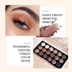 18-Farben-Lidschatten-Palette – Perlglanz, Matt, feiner Schimmer, Glitzer, Erdtöne, langanhaltend, hochpigmentiert