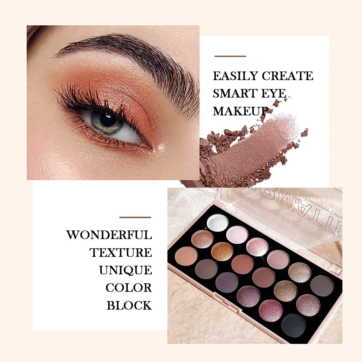 18-Farben-Lidschatten-Palette – Perlglanz, Matt, feiner Schimmer, Glitzer, Erdtöne, langanhaltend, hochpigmentiert