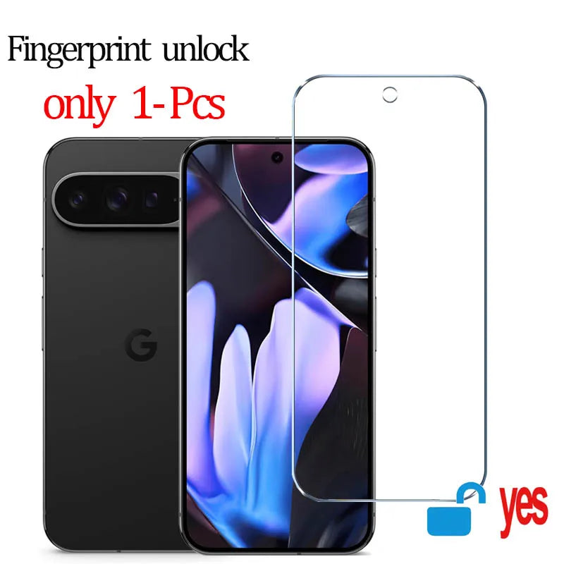 Fingerabdruck-Entsperrung Glas für Pixel 9 Pro 10 8A 9A 10A 7A 8 Pro Displayschutzfolie Pixel 9 Pro XL Panzerglas für Google Pixel 9