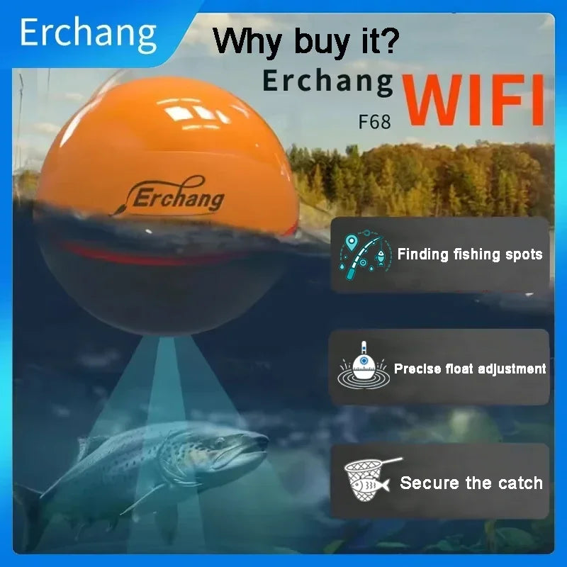 Erchang F68 WIFI Fischfinder 100M Drahtloser Fischfinder Echolot Detektor Angeln für See und Meer IOS& Android