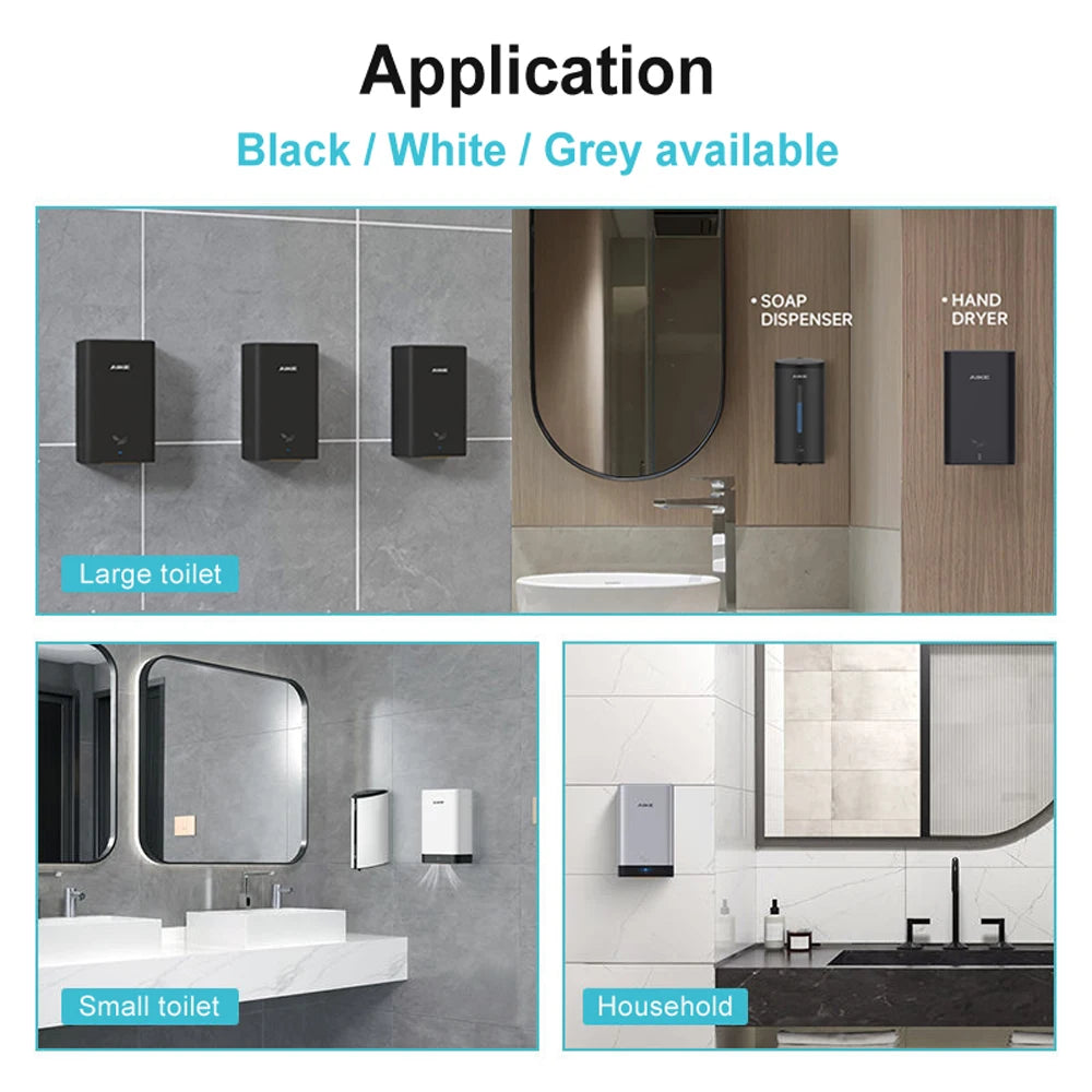 AIKE Automatischer Wand-Händetrockner Tragbarer Mini-Händetrockner WC Hände trocknen 10-15s Schnelles Trocknen 900W 110V oder 220V AK2822