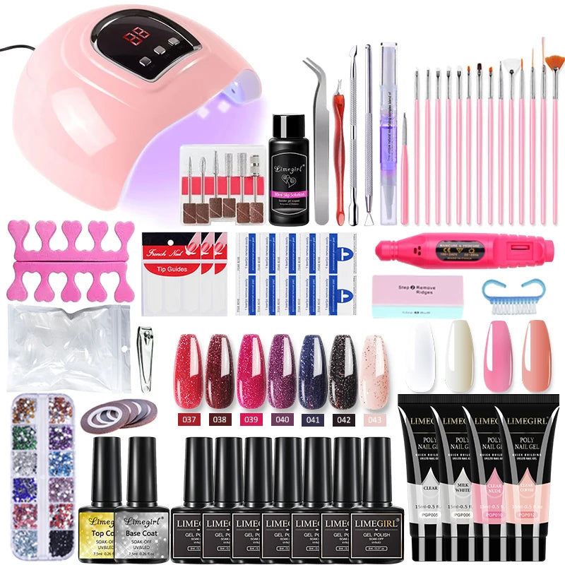 Limegirl Nagelset Nagelgel-Werkzeugset 54W Nagellampe 18/12/7 Farben UV-Gel-Nagellack-Set Enthält Nagelfräser Nagelset