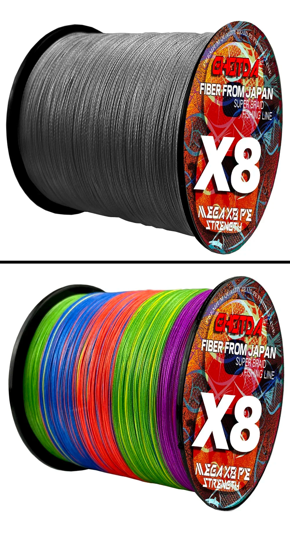8 Strands Multifilament Angelschnüre Salzwasser Fliegen-Karpfen geflochtene Schnur X8 Spinnköder Angelschnur für Barsch 300m/500m 18lb-78lb