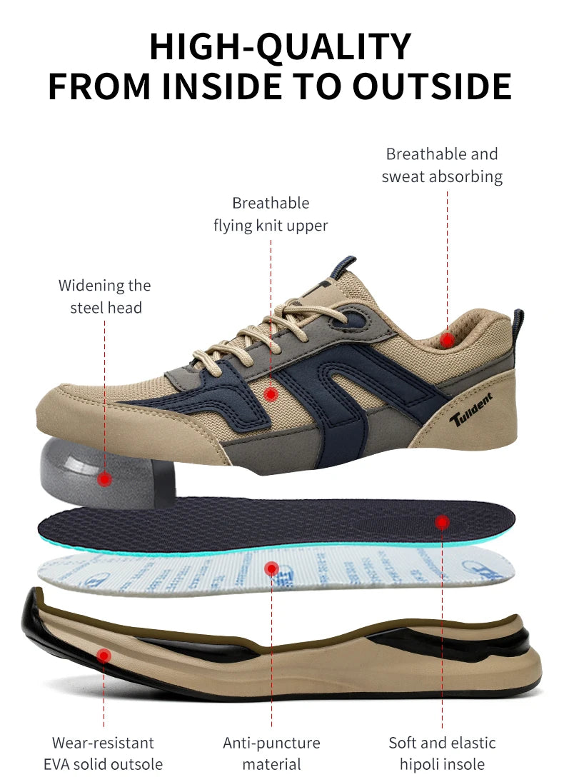 Sicherheitsschuhe Herren mit Stahlkappe Anti-Smash Arbeitsschuhe Sneaker Leicht Stichschutz Unzerstörbare Schuhe Dropshipping