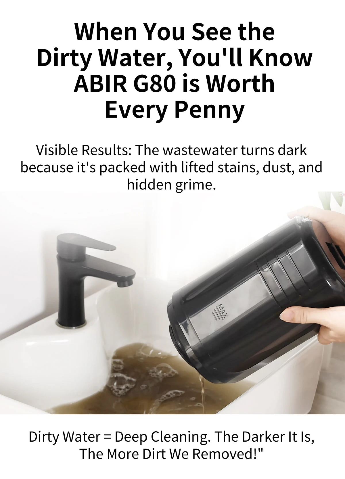 ABIR G80 Handstaubsauger, 150000PA Nass- und Trockensauger für Zuhause, Sofa, Fenster, Auto, Tierhaare, Polster, Flecken und Textilien