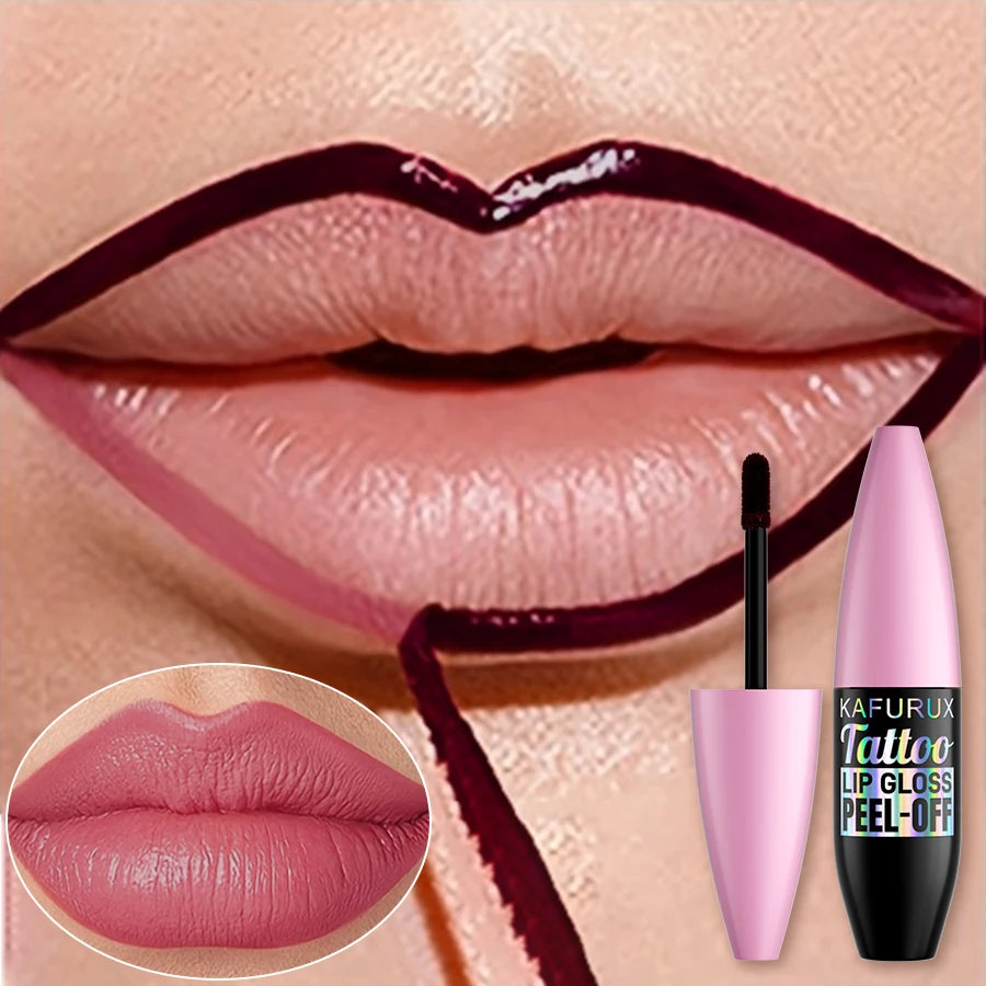 7 Farben Wasserdichtes Lip Tint zum Abziehen Lipliner Tattoo Lipgloss Lang Anhaltend Matt Rosa Rot Braun Kontur Make-up Lippenflecken Geschenk