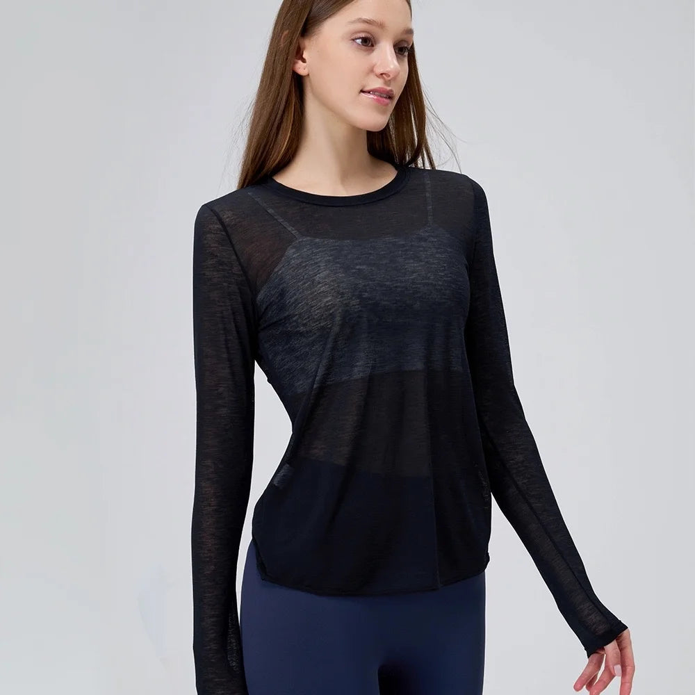Yogaanzug Damen Langarmshirts Schöne Rücken Sportanzug Tops Schmale Lose Bluse Pilates Fitness Gym Anzug Laufbekleidung