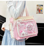 Neue Y2K Süße Japanische Ita Bag Lolita Mädchen Transparente Umhängetasche Große Kapazität Umhängetasche Lässige Tasche DIY Display Handtaschen
