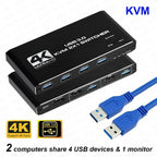 KVM Switch 4K 60Hz Umschalter USB 3.0 Hub Dockingstation Splitter Dock 2 Computer Tastatur Maus Drucker PC Zubehör teilen