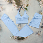 Scrunch-Sportanzug Damen Yoga-Set Gymnastik-Kleidung Sexy Sport-BHs und Schlaghosen-Sets Fitness-Outfits Damen Trainingskleidung