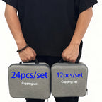 24tlg. Schröpf-Relax-Set, Vakuumsaugnäpfe in verschiedenen Größen mit Handpumpe und detaillierter Schröpfanleitung, Schröpf-Massage-Set zur Massage