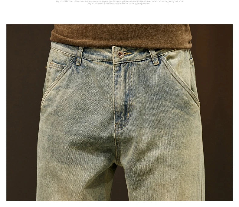 Men's 95% Cotton Jeans High Quality Loose Harem Pants Fashion Baggy Casual Outdoor Baggy Work Denim Pants Brand Men's Clothing