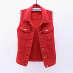 Mode Jeansweste Damen Cropped Frühling Sommer Ärmellose Tops Kurze Jacken Weste Top Oberbekleidung Jeans Cowboy Female