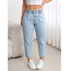 Damenjeans für große Größen – Neue Stretch-Jeans mit Bauchkontrolle, geradem Bein, bequeme Freizeitkleidung