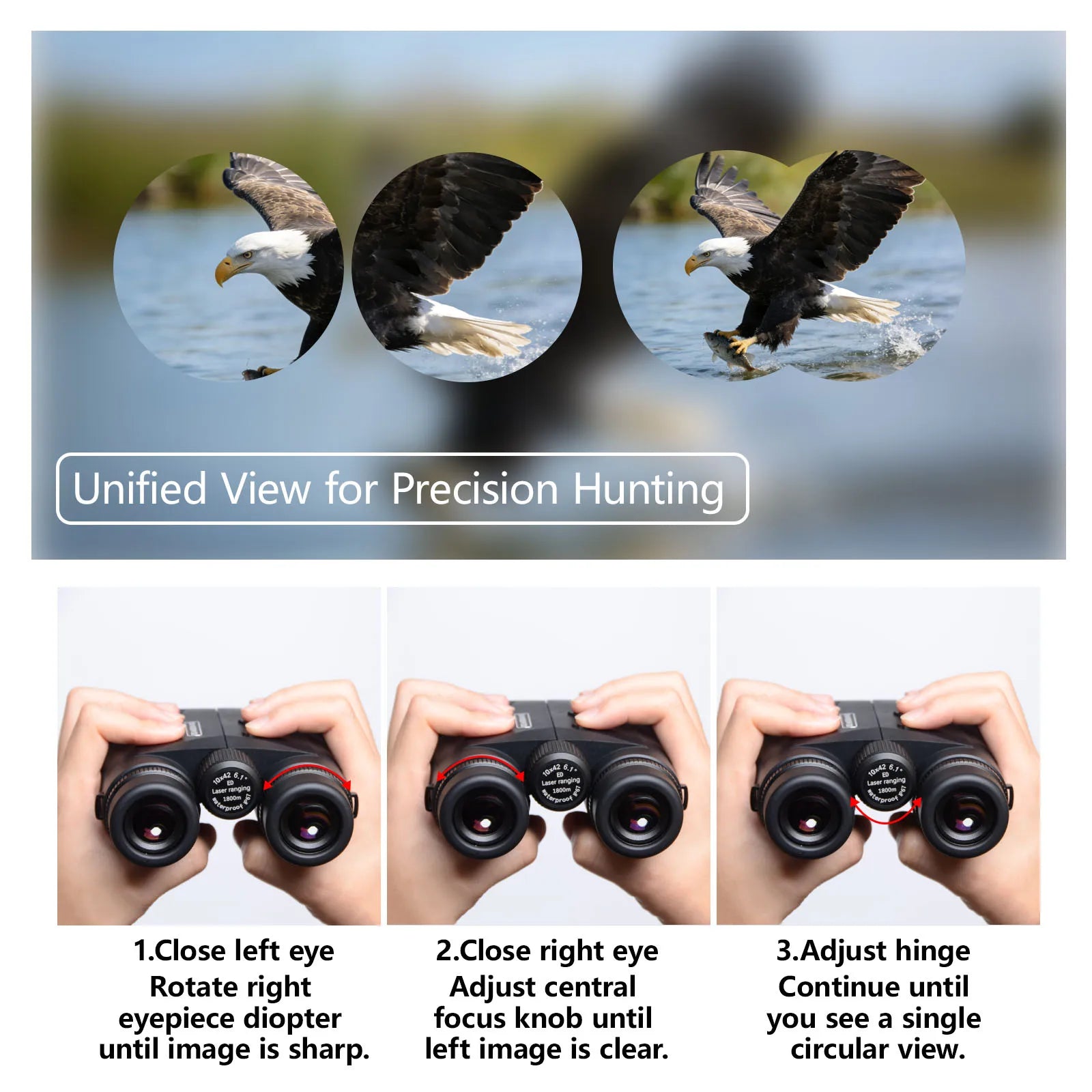 BOSHIWEI 10x42 HD Fernglas mit Laser-Entfernungsmesser IPX7 Wasserdicht Ergonomisches Design für lange Betrachtungs- und Messzeiten im Freien