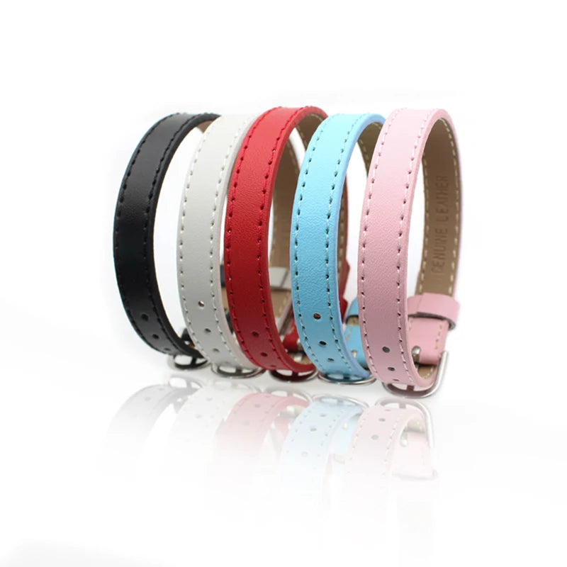 20 Stück 10 mm Armband aus echtem Leder für Damen, Schiebebuchstaben-Anhänger, Armband zur Schmuckherstellung, DIY, Haustierhalsband, Schlüsselband