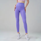 SOISOU Nylon Yogahosen Gym Leggings Damen Mädchen Fitness Weiche Strumpfhosen Hohe Taille Elastisch Atmungsaktiv Keine T-Linie Sporthosen