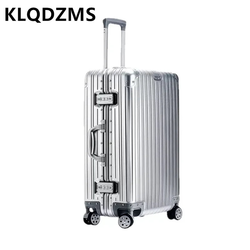 KLQDZMS Deutscher Koffer aus Aluminium-Magnesium-Legierung, 20 Zoll, Handgepäck, 28 Zoll, großes Fassungsvermögen, Reisekoffer aus Leder für Geschäftsreisen
