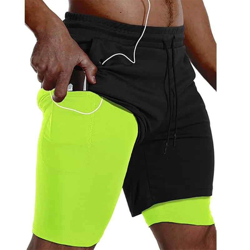 Herren Sportshorts Sportbekleidung Doppellagige Laufshorts 2-in-1 Badehosen Sommer Fitnessstudio Training Jogging Short Pants Herren