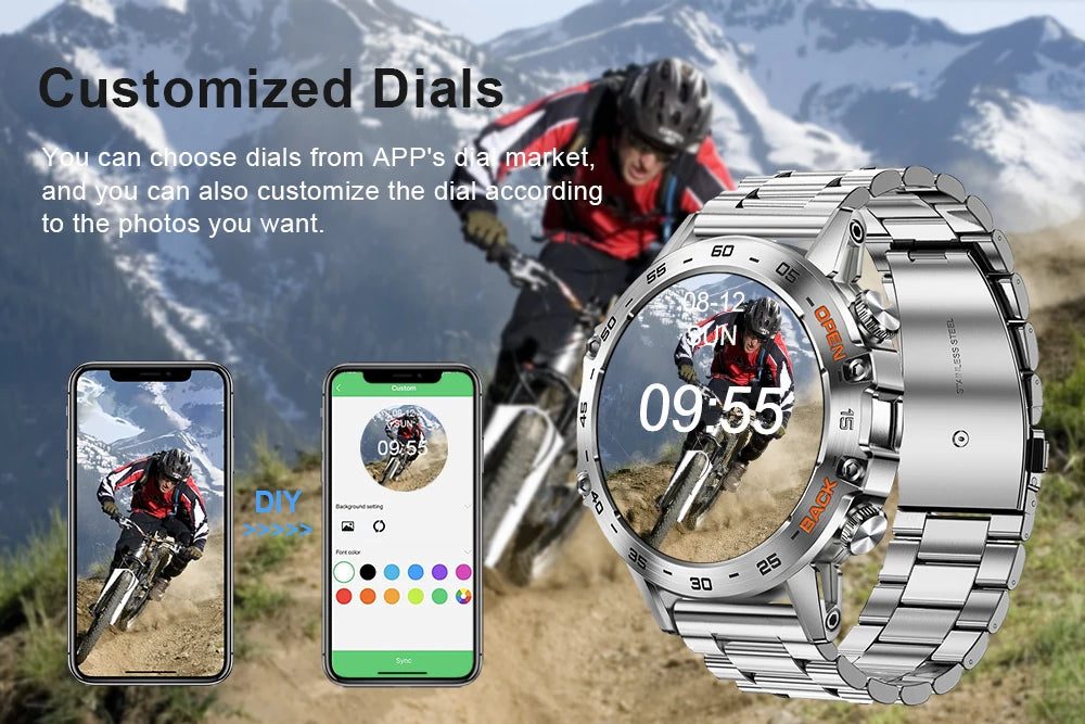 MEVADEN Steel 1,39 Zoll Herren Luxus-Smartwatch Bluetooth Anruf Sport-Fitness-Tracker Gesundheitsmonitor Smartwatch für Männer MD52