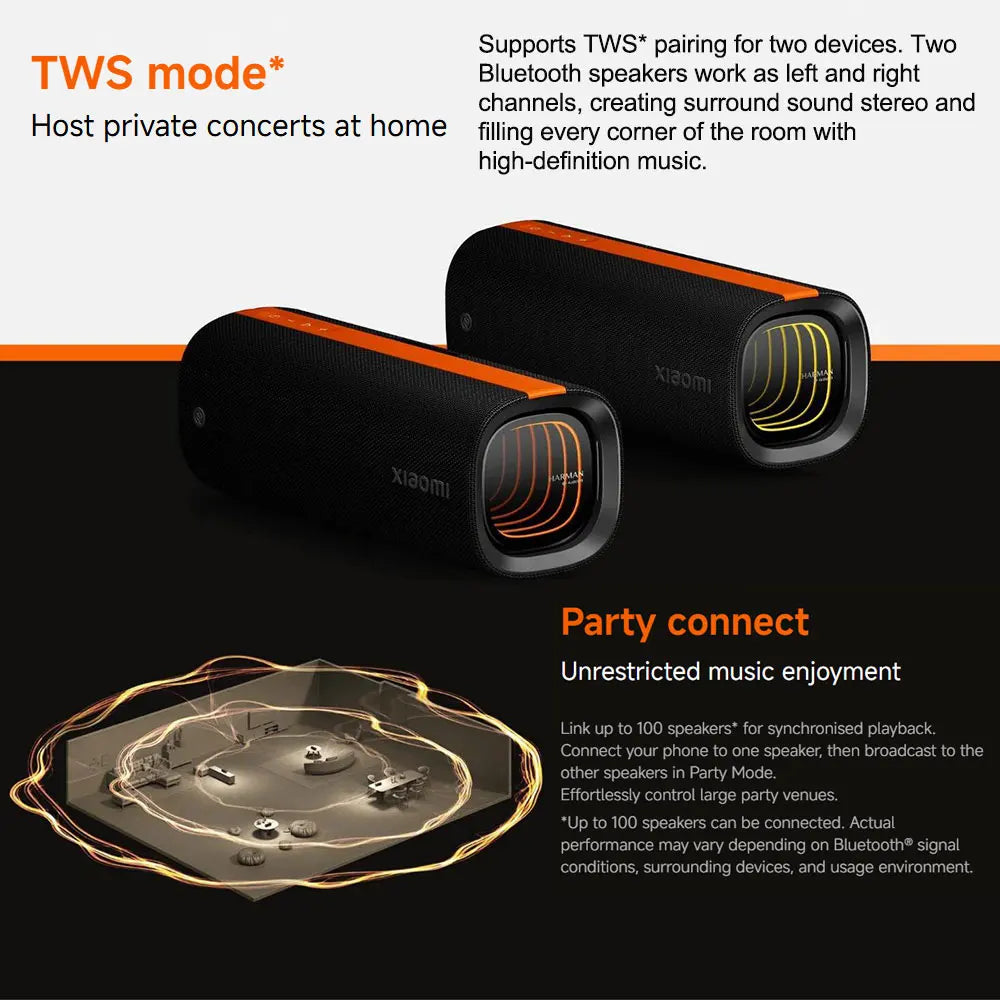 Xiaomi Sound Party, 50W tragbarer Bluetooth-Lautsprecher, Harman AudioEFX TWS-Modus 26h Wiedergabezeit, Smart Connectivity Wireless Speaker