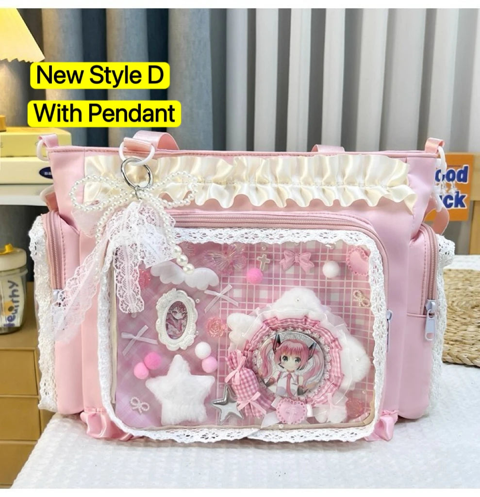 Neue Y2K Süße Japanische Ita Bag Lolita Mädchen Transparente Umhängetasche Große Kapazität Umhängetasche Lässige Tasche DIY Display Handtaschen