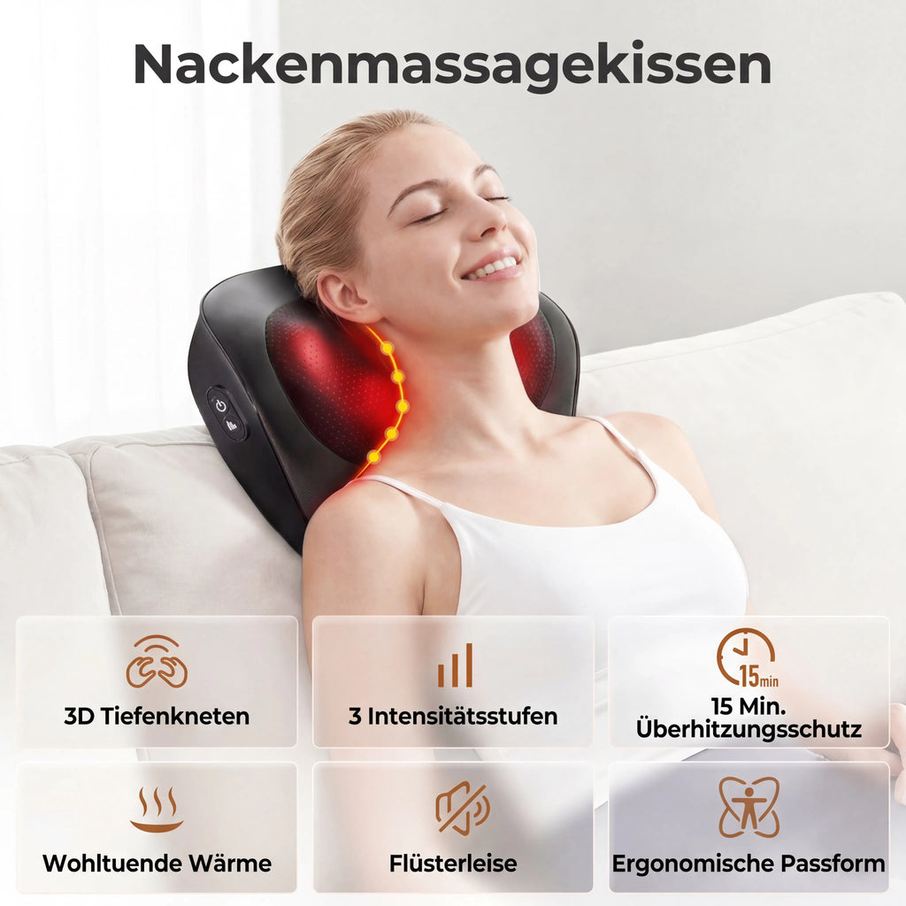 Massagegerät mit Heizfunktion, 3D Shiatsu Massagegerät zur Entspannung, Heizmassage mit Shiatsu-Knetmassage, Bestes Geschenk für Männer und Frauen