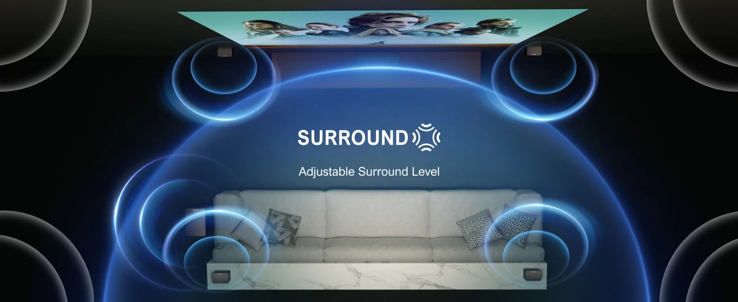ULTIMEA 7.1 Surround Soundbar, 3D Virtual Surround Sound System mit Subwoofer, 2 Rücklautsprechern, Heimkino TV-Lautsprecher, Schwarz