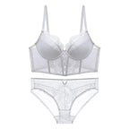 Push-Up-Dessous-Set aus Spitze für Damen, transparentes Chemise mit weichem Bügel-BH, Fischgräten-Teddy, sexy Braut-Flitterwochen-Outfit, S-XL