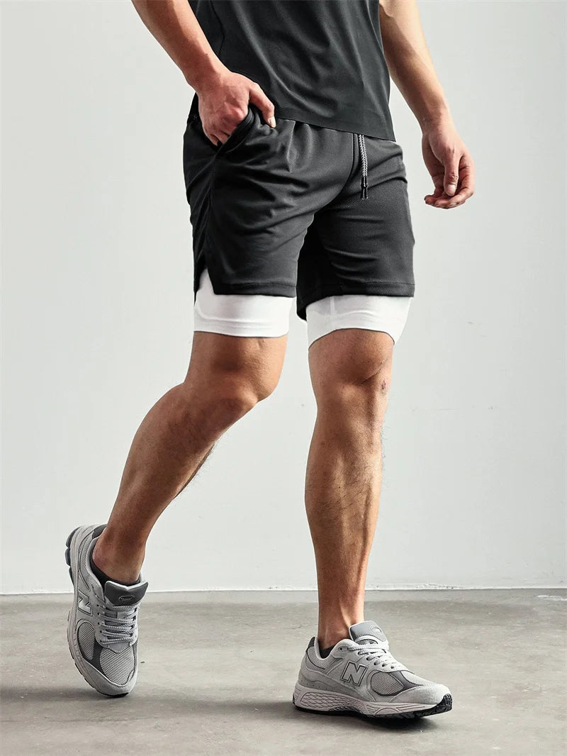 Herren-2-in-1-Lauf-Workout-Shorts mit Druck, Christian Gym Athletic Performance Shorts mit Handytasche und Handtuchschlaufe, Activewear