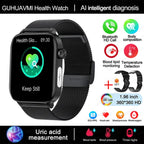2025 Neue KI-Diagnose Blutfette Harnsäure Körperzusammensetzung Test Smartwatch für Herren EKG+PPG Bluetooth Anruf Gesundheits-Smartwatch