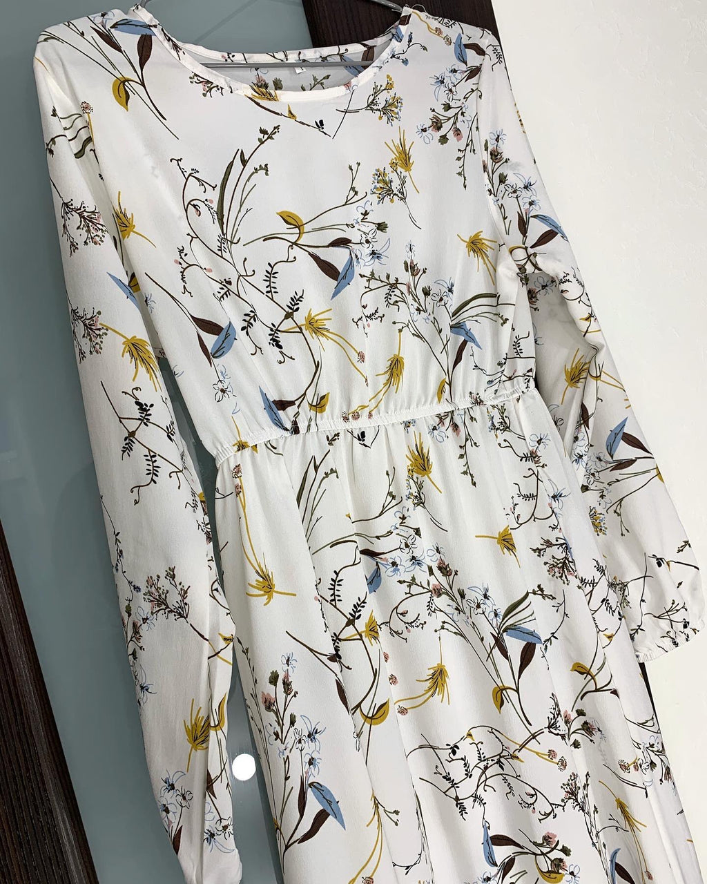Frühling Sommer Damen Maxikleider Casual Langarm Geblümt O-Ausschnitt Damen Boho Strandparty Langes Kleid Mujer Vestidos