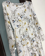 Frühling Sommer Damen Maxikleider Casual Langarm Geblümt O-Ausschnitt Damen Boho Strandparty Langes Kleid Mujer Vestidos