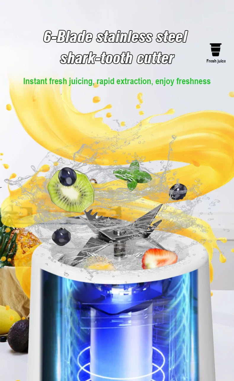 Tragbarer Entsafter Mixer 450ml USB Wiederaufladbarer Zitronen-Orangen-Frucht-Entsafter Becher Elektrische Saftmaschine Reiseentsafter