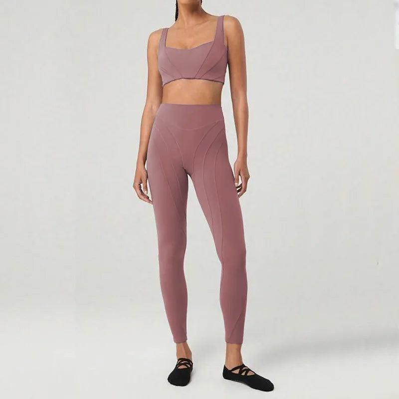 Nahtloses High-Waist Butt Lift Activewear Set Damen Sport Laufen Fitnessstudio Workout Sport Set Damen
