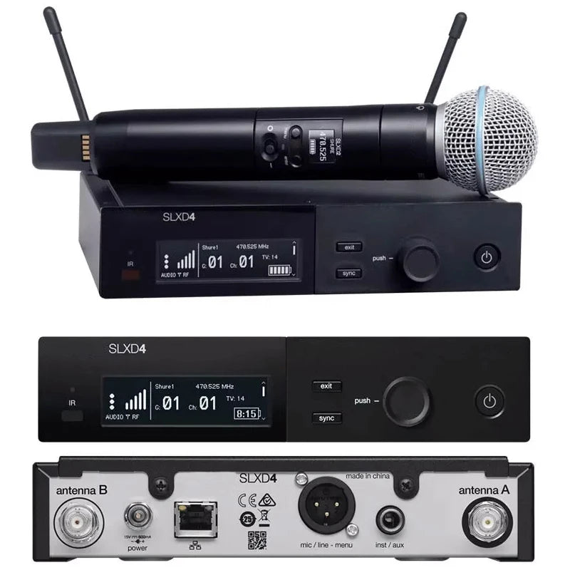 SLXD Mikrofon 500/600/800MHz Drahtloses Mikrofonsystem 4-Pin Headset KSM8/Beta58 Professionelles Audio-Equipment für Bühne Karaoke