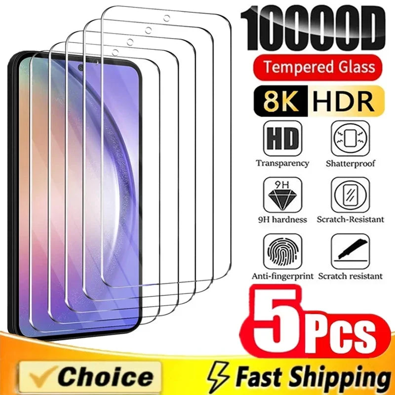 5 Stück Displayschutzfolie für Samsung Galaxy A55 A54 A13 A53 A52 A12 A22 A33 A32 A51 A52S A35 A72 A71 A14 S10E S20FE Panzerglas Hauptbild