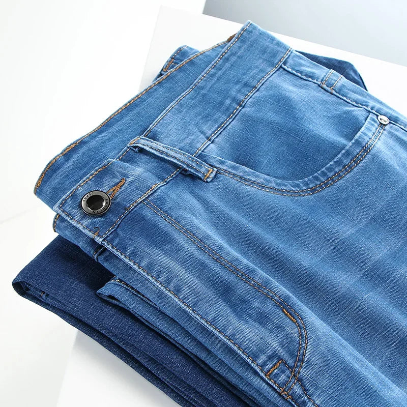 Herrenhose Büro Business Jeans Herren Klassische Blau Schwarz Baumwolle Stretch Straight Denim Hose Herren Marken Hosen